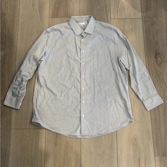 Nordstrom Rack Men’s Check Grey Long Sleeve Button Up Shirt 18.5 36/37 - Picture 1 of 7